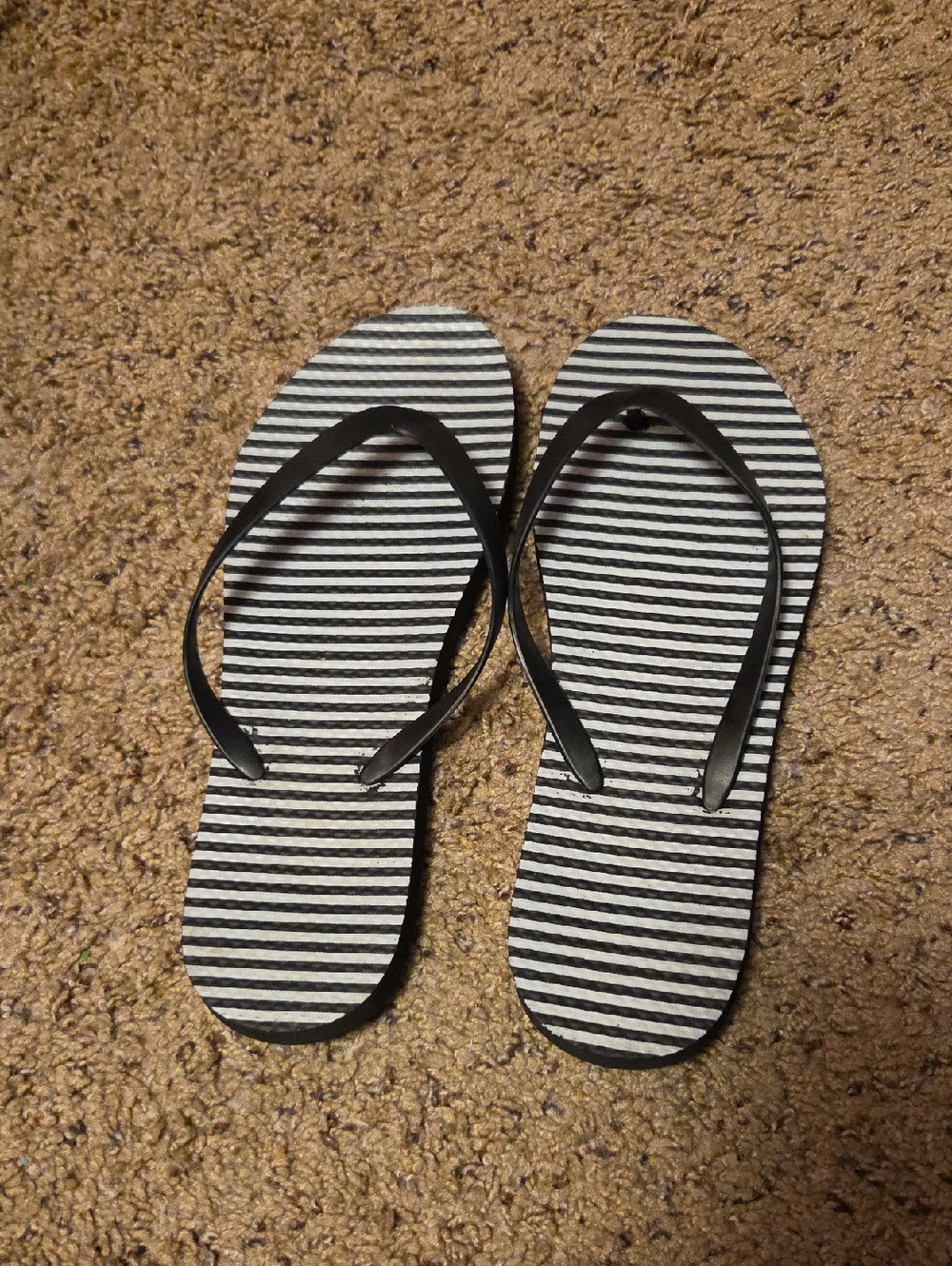 Black & White Striped Women's Flip Flops